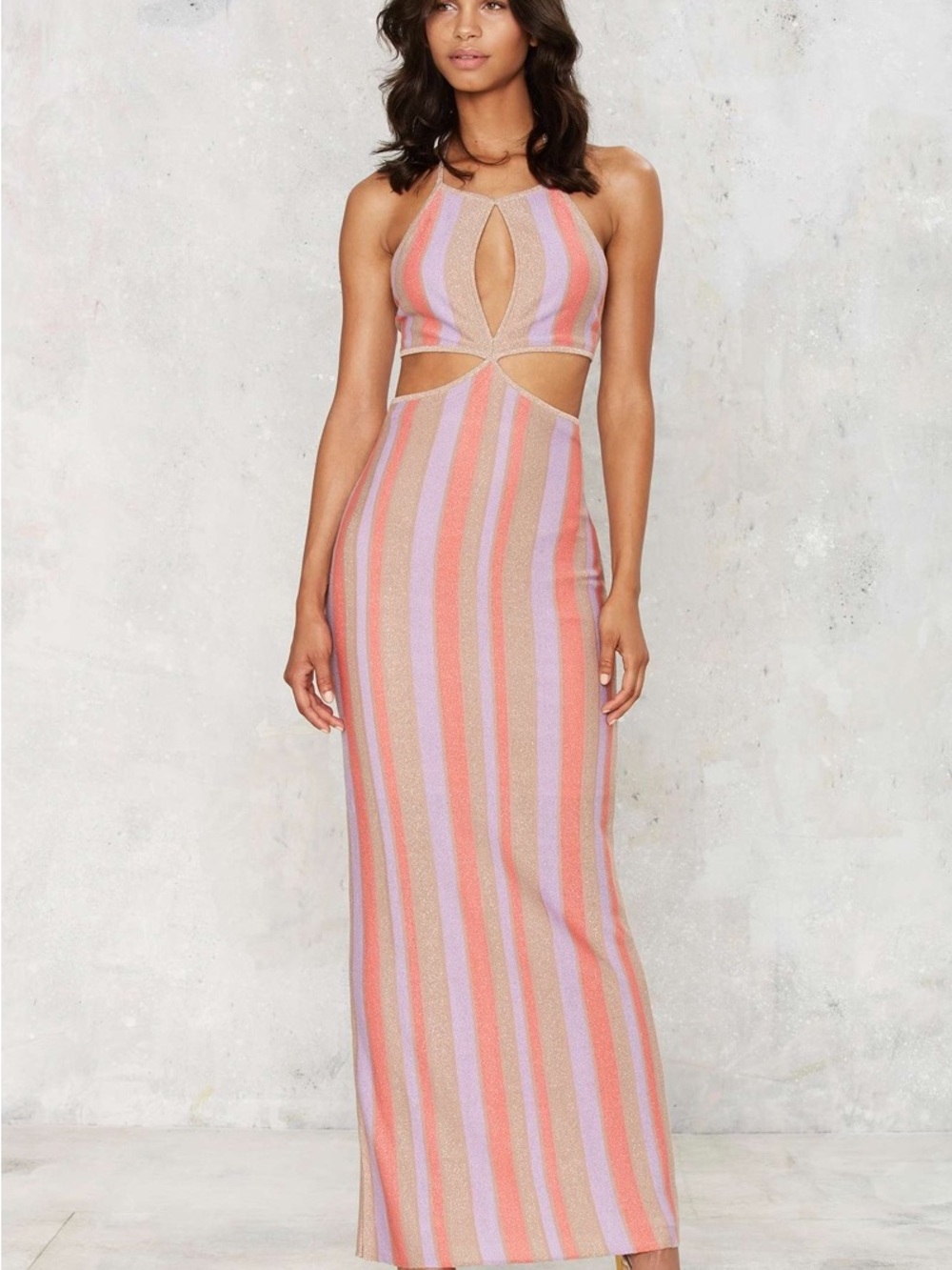 Nasty Gal Move on Up Striped Lurex Dress